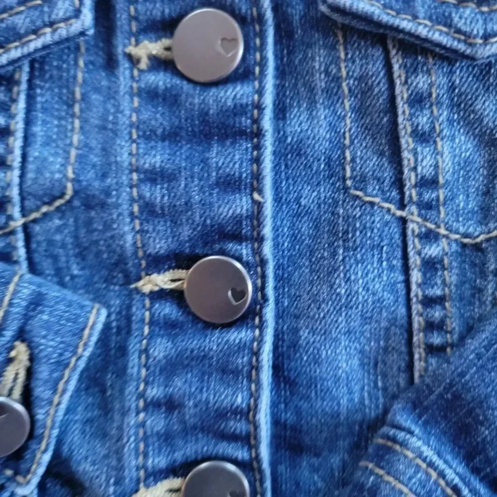 The Children's Place Toddler Girls Blue Front Button Denim Jacket Size 1…